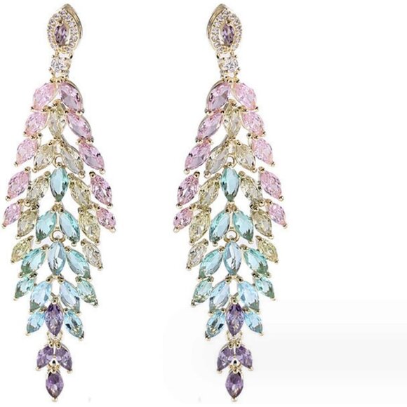 Women's Long Dangle Earrings Swarovski Elements Crystal Dangle Earrings